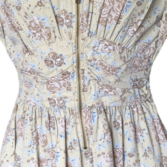 H& M Designer Base Floral Flare Dress 100*% Cotton Size 10 - Picture 10 of 16